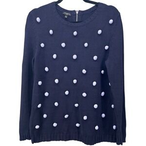 Talbots Pompom Sweater Blue Medium Petite